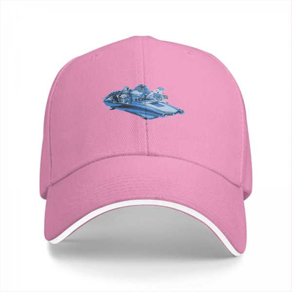Black Baseball Cap With Blue Retro Car Graphic Print