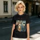 Olive T-Shirt With Grumpy Tabby Cat And Retro Cell Phone Print