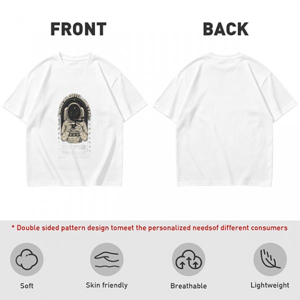 Olive Astronaut Coffee T-Shirt With Space Themed Graphic