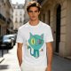 Olive Green T-Shirt With Pirate Cat Graphic Print