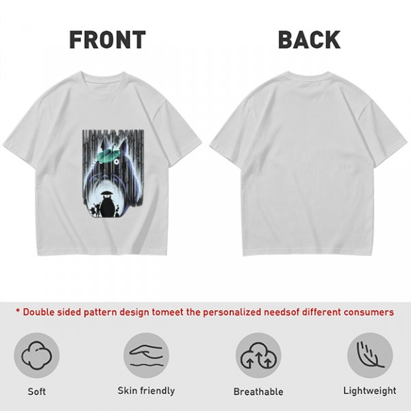 Olive T-shirt with My Neighbor Totoro Rain Scene Print