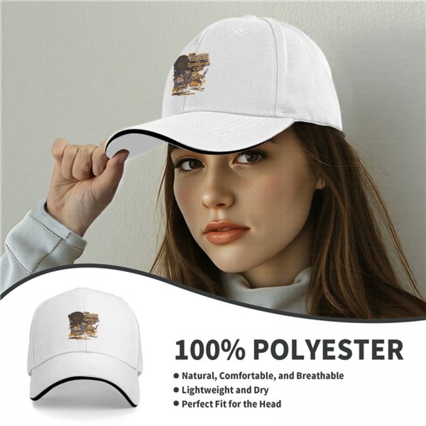 Black baseball cap with fantasy cat adventure graphic print