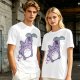 Olive T-Shirt With Cute Chibi Totoro Holding Leaf Print