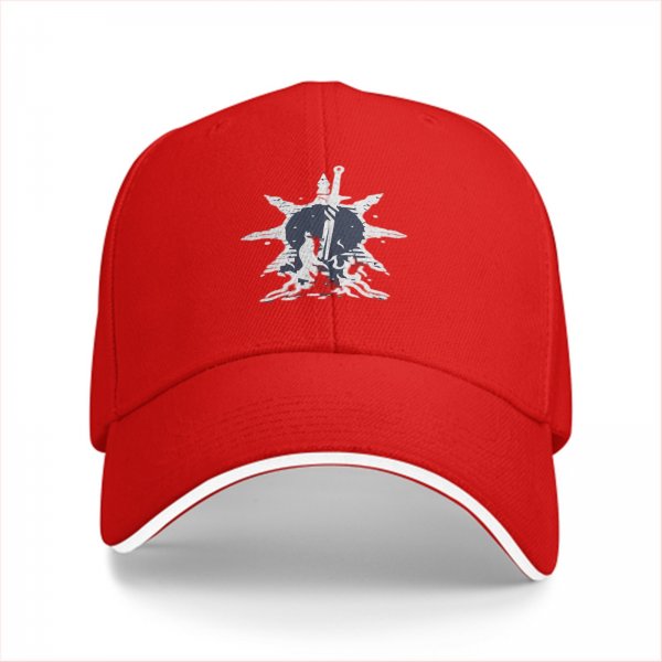 Black Baseball Cap With Fantasy Sword And Star Emblem Print