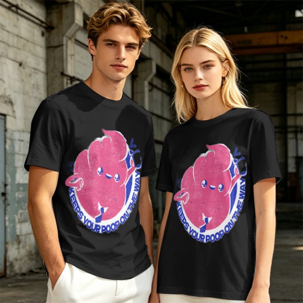 Olive T-Shirt With Funny Colon Graphic 'Keeps Your Poop On The Way' Print