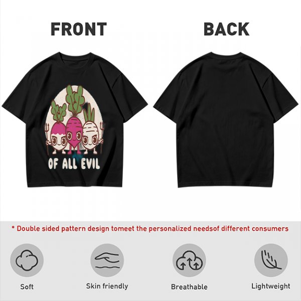 Olive Graphic T-Shirt With Evil Vegetable Characters Design