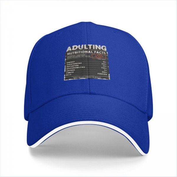Adulting Nutritional Facts Graphic Black Baseball Cap