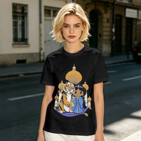 Disney Aladdin Princess Jasmine and Rajah Tiger Graphic T-Shirt