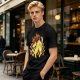 Olive T-Shirt With Super Saiyan Style Electric Cat Graphic
