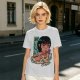 Olive anime graphic t-shirt with girl eating ramen and Japanese text