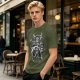 Olive T-Shirt with Sorcerer Mickey and Fantasia Villains Graphic