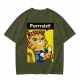 Olive green t-shirt with a cat in a Rosie the Riveter pose and 'Purrrsist!' text