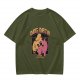 Olive green graphic t-shirt with dog data system print