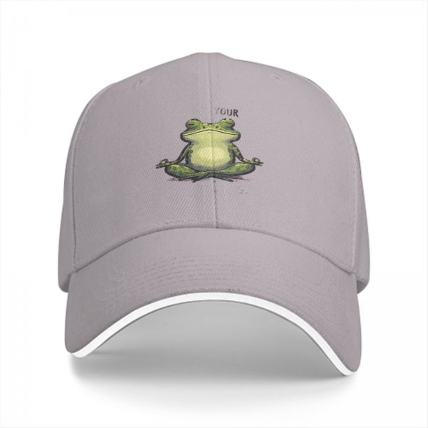 Black baseball cap with meditating frog graphic