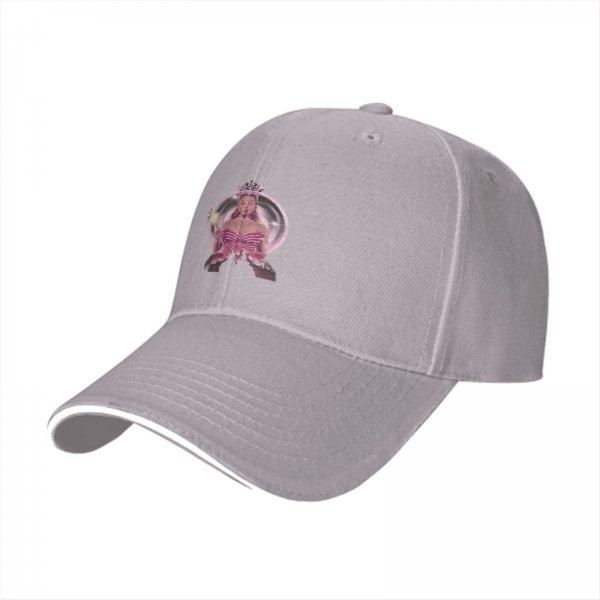 Black Baseball Cap With Pink Fairy Princess Graphic Print