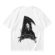 Olive Grim Reaper Graphic T-Shirt With Sooner Than You Think Text