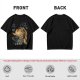 Olive T-shirt with giant cat bus monster and vintage planes graphic