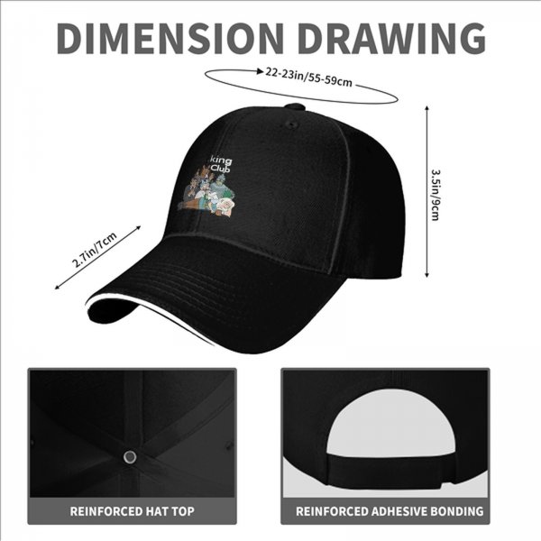 Black Baseball Cap With 'King Club' Cartoon Character Print