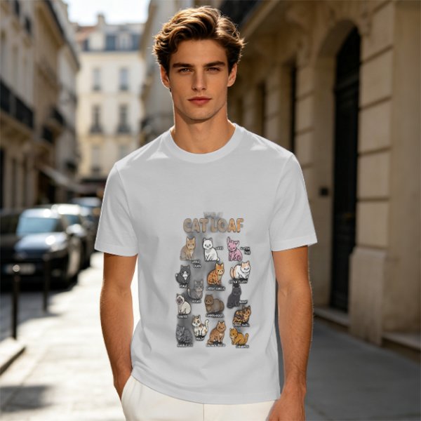 Olive T-Shirt With Cat Loaf Breeds Graphic Print