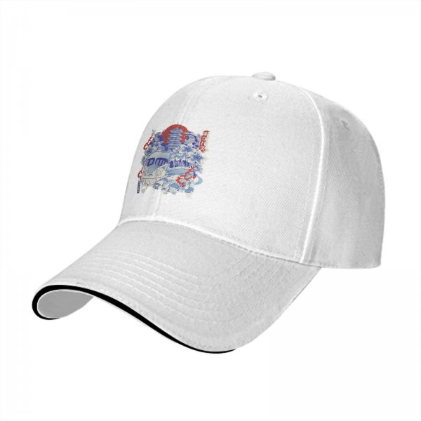 Black Baseball Cap With Japanese Anime Inspired Graphic Print