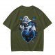 Olive T-Shirt With Cute Wizard Dragon On Starry Heart Print