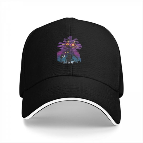 Black baseball cap with The Legend of Zelda Majora's Mask graphic