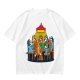 Olive green t-shirt with cartoon dogs playing poker under a hanging lamp