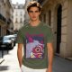 Olive T-shirt with Princess Mononoke Mask Graphic Print