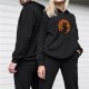 Black Hoodie With Cute Black Cat Surrounded By Autumn Leaves