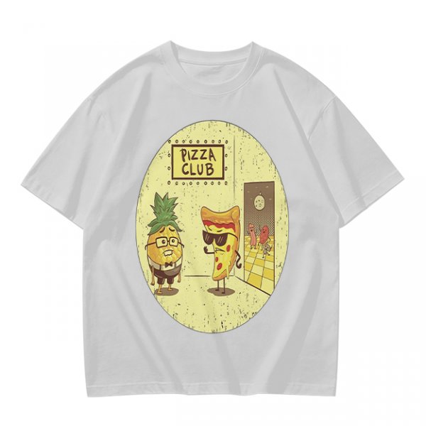 Pizza Club T-Shirt With Funny Pineapple and Pizza Slice Characters
