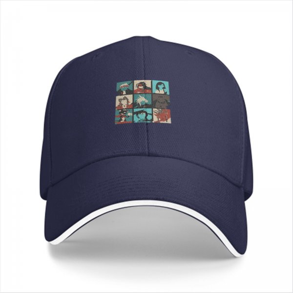 Black baseball cap with retro video game character grid print