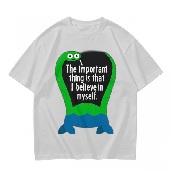 Olive T-Shirt With Dinosaur Graphic And Self Belief Text
