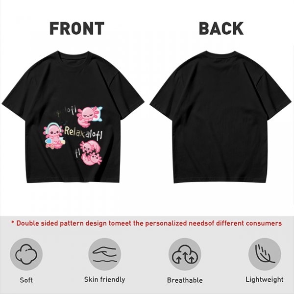 Olive T-Shirt With Cute Axolotl Relaxalotl Graphic Print