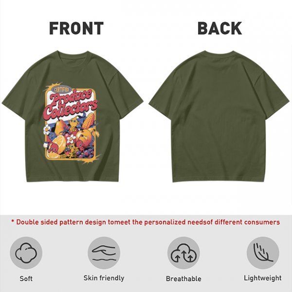 Certified Produce Collectors Graphic T-Shirt with Fruit and Creatures