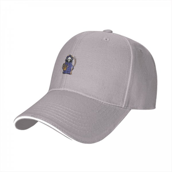 Black Baseball Cap With Cute Grim Reaper Graphic