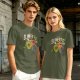 Olive green t-shirt with Slimer's Ghostbusters themed graphic print