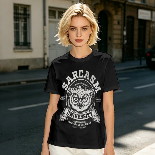 Owl Sarcasm University Masters of Eye Roll Graphic T-Shirt