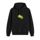 Black Hoodie with Cute Green Chameleon Graphic Print