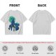 Olive Green Anime Graphic T-Shirt with Spiky Character Art