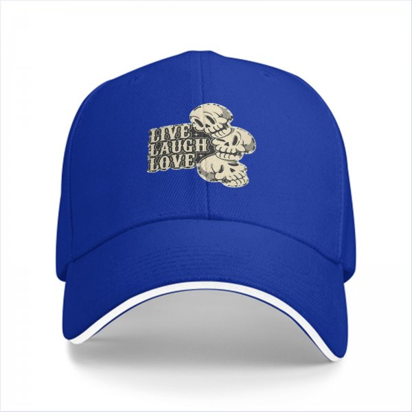 Black Baseball Cap With Live Laugh Love Skull Graphic