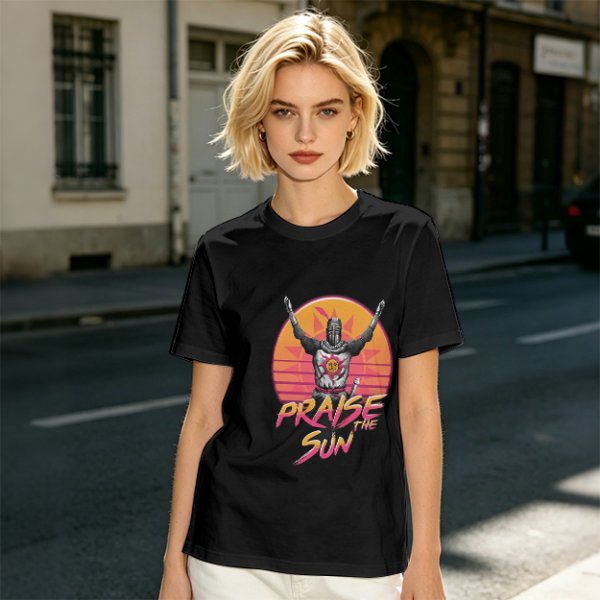 Olive T-Shirt With Praise The Sun Retro Knight Graphic