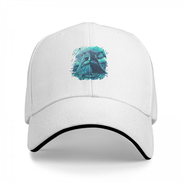 Black Baseball Cap With Turquoise Ancient Wise Man Face Art Print