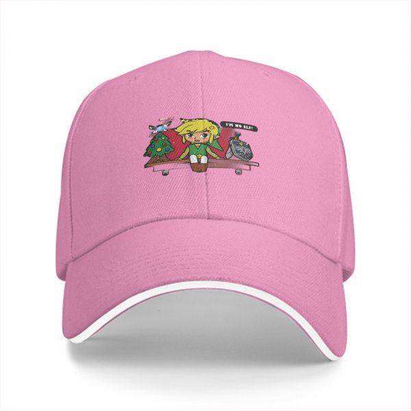 Black Baseball Cap With Zelda Christmas 'I'm No Elf' Print