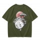 Olive T-shirt with Totoro and Friends Watercolor Print
