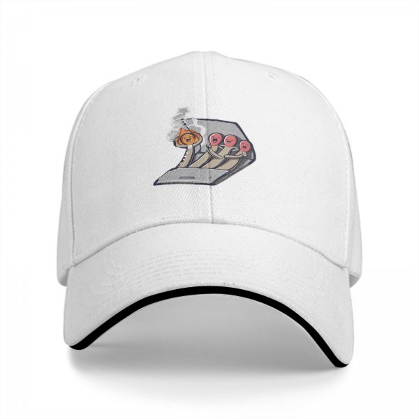 Black baseball cap with funny matchstick cartoon design