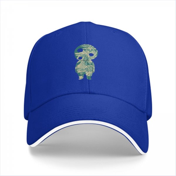 Black Baseball Cap With Kodama Forest Spirit Graphic Print