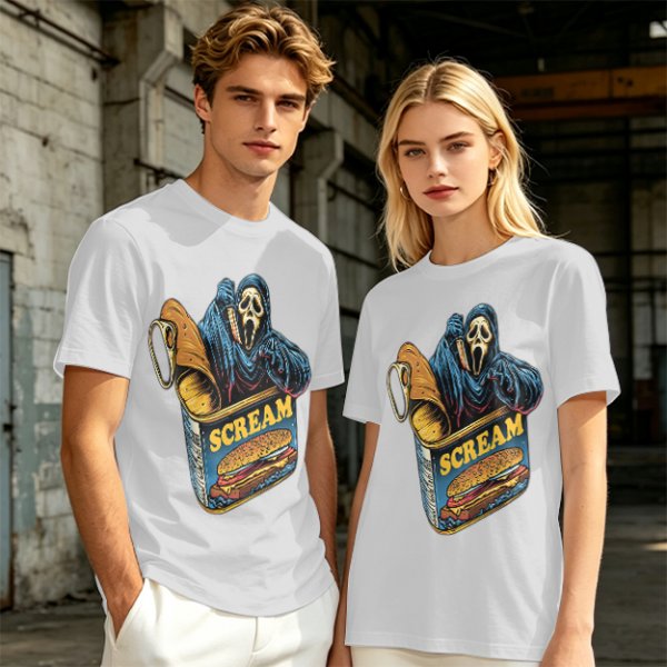 Olive T-Shirt With Ghostface In Scream Can Burger Artwork