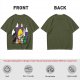 Olive T-Shirt With Halloween Themed Cute Cat Characters Print