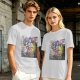 Olive T-shirt with colorful robot transformer graphic print