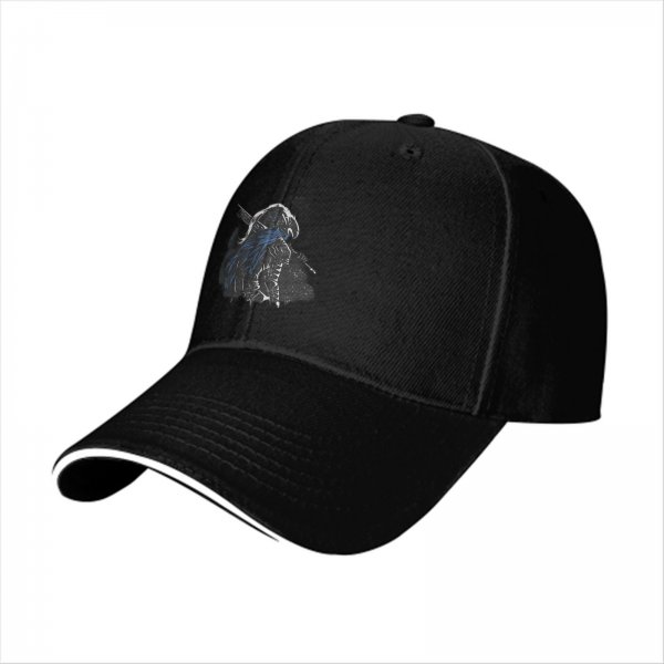 Black Baseball Cap With Dark Fantasy Knight Warrior Print